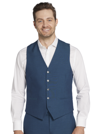 Men s Egara Skinny Fit Suit Vest at Moores Blue Teal Size X Large Suit Separates