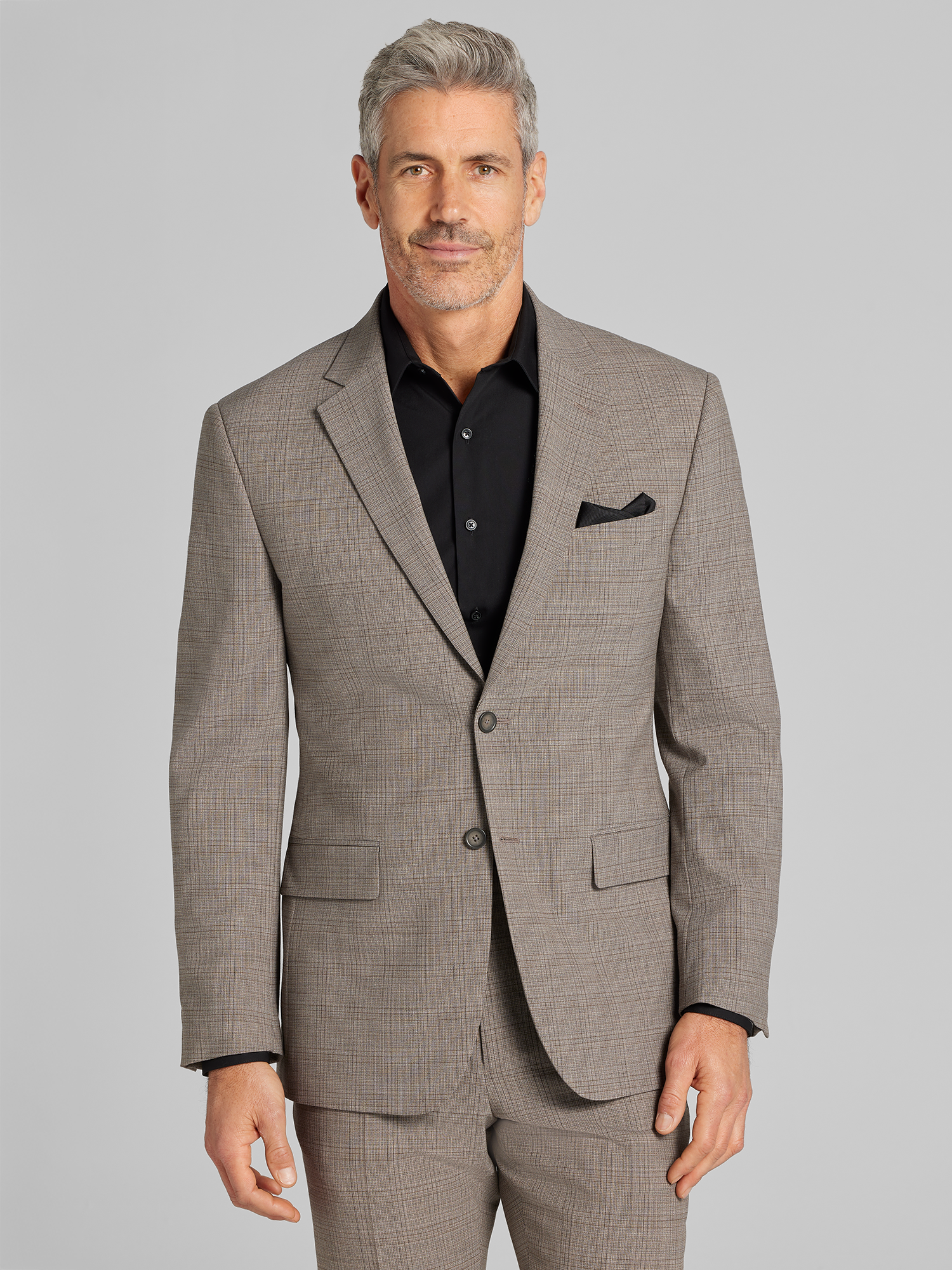 Pronto Uomo Platinum Modern Fit Premium Wool Blend Windowpane Suit ...