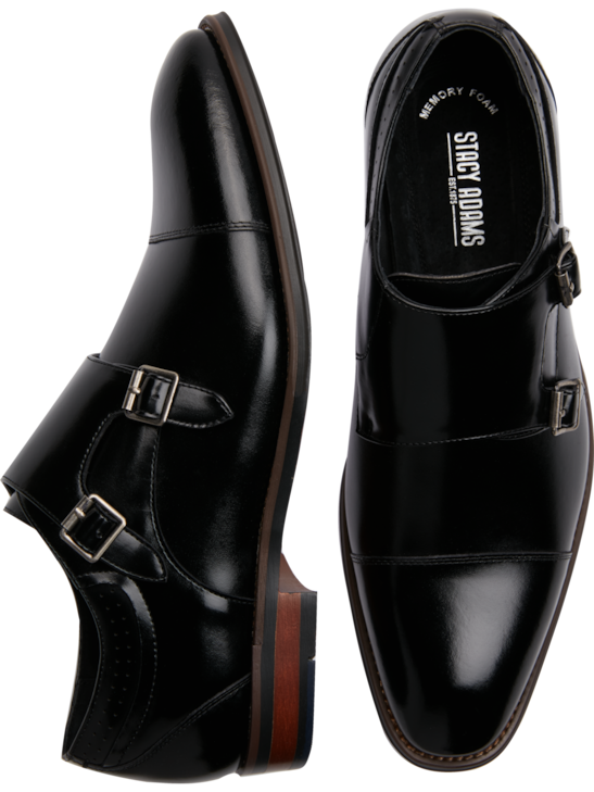 Stacy Adams Bayne Black Double Monk Strap Dress Shoes | Men's | Moores ...