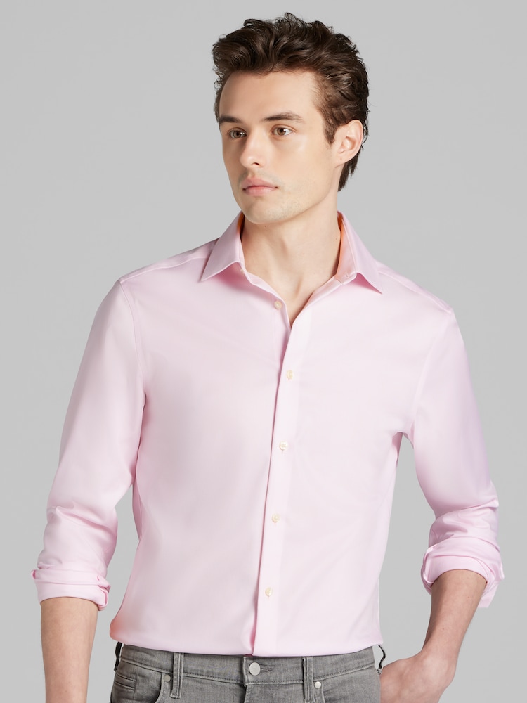 green emerald velvet dress Pink Satin Regular Fit Dress Shirt, Tie & Hanky Set main image 1