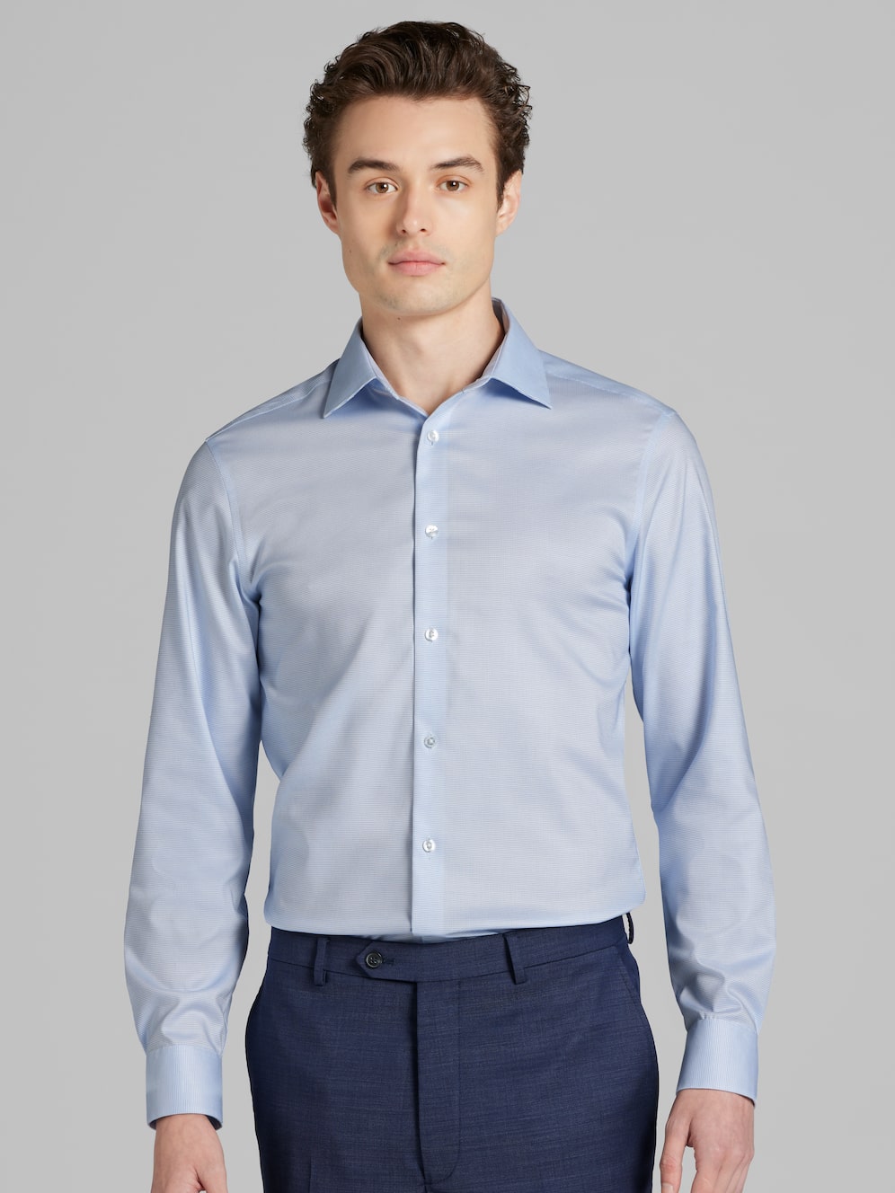 Calvin Klein Men's Slim Fit Stretch Wrinkle Free Dress Shirt Blue Size 15.5X32X33 main image 0
