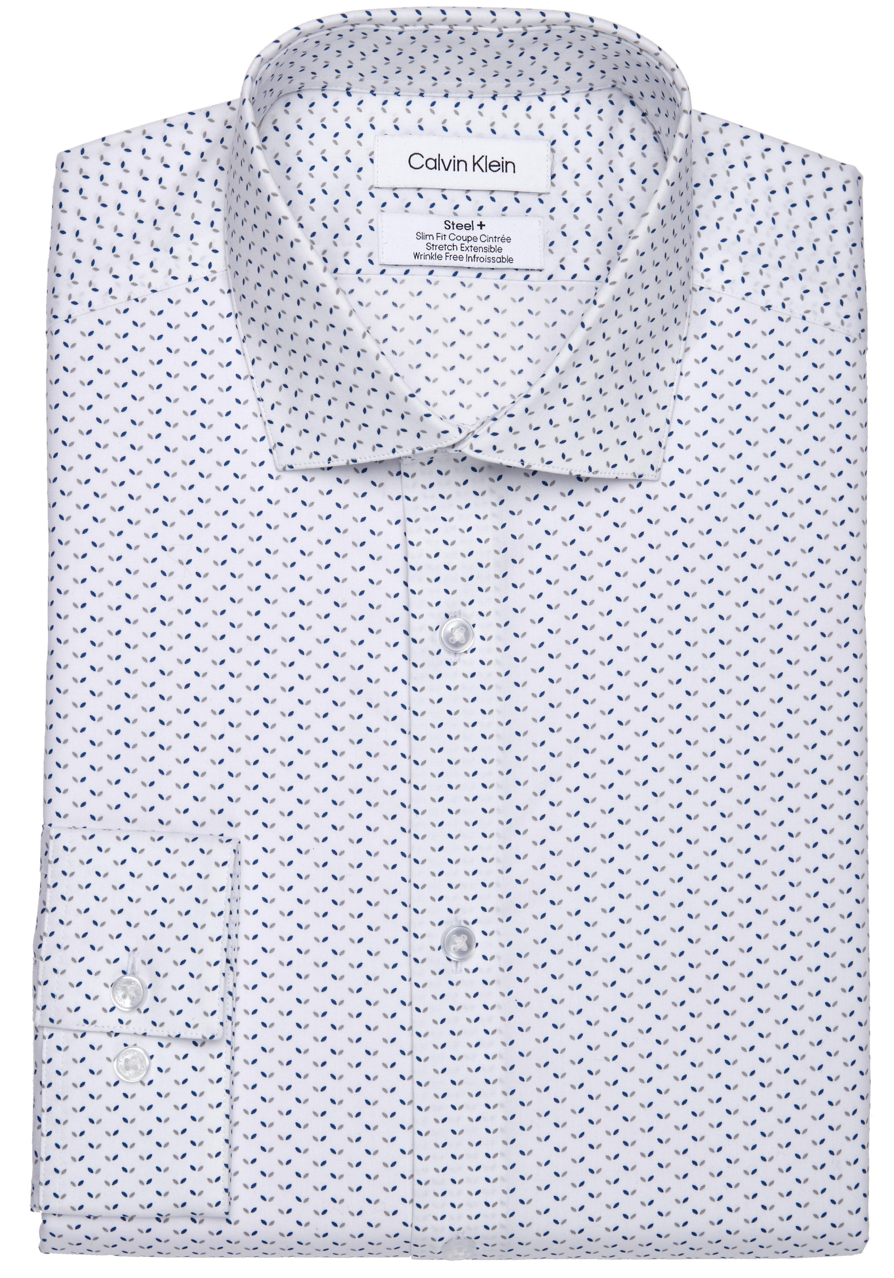 Calvin Klein Slim Fit Spread Collar V-print Non-iron Dress Shirt | Men's |  Moores Clothing