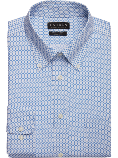 Lauren By Ralph Lauren Classic Fit Ultraflex Dress Shirt Blue