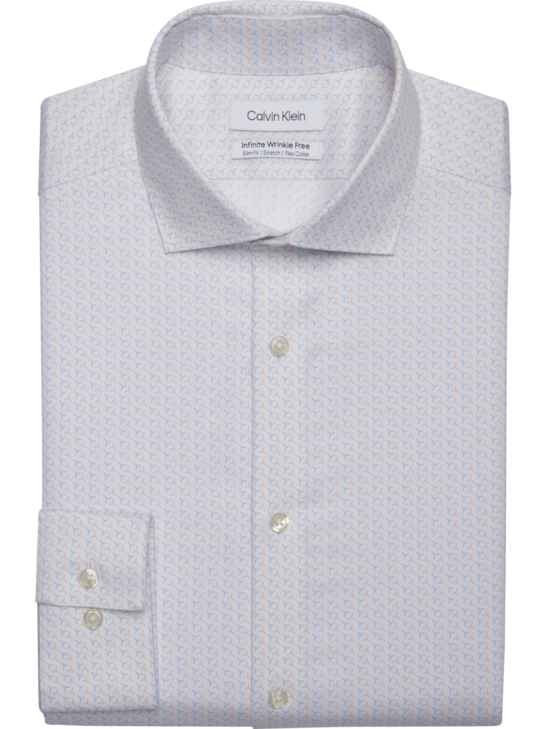Calvin Klein Infinite Slim Fit Spread Collar Geo Pattern Dress Shirt ...