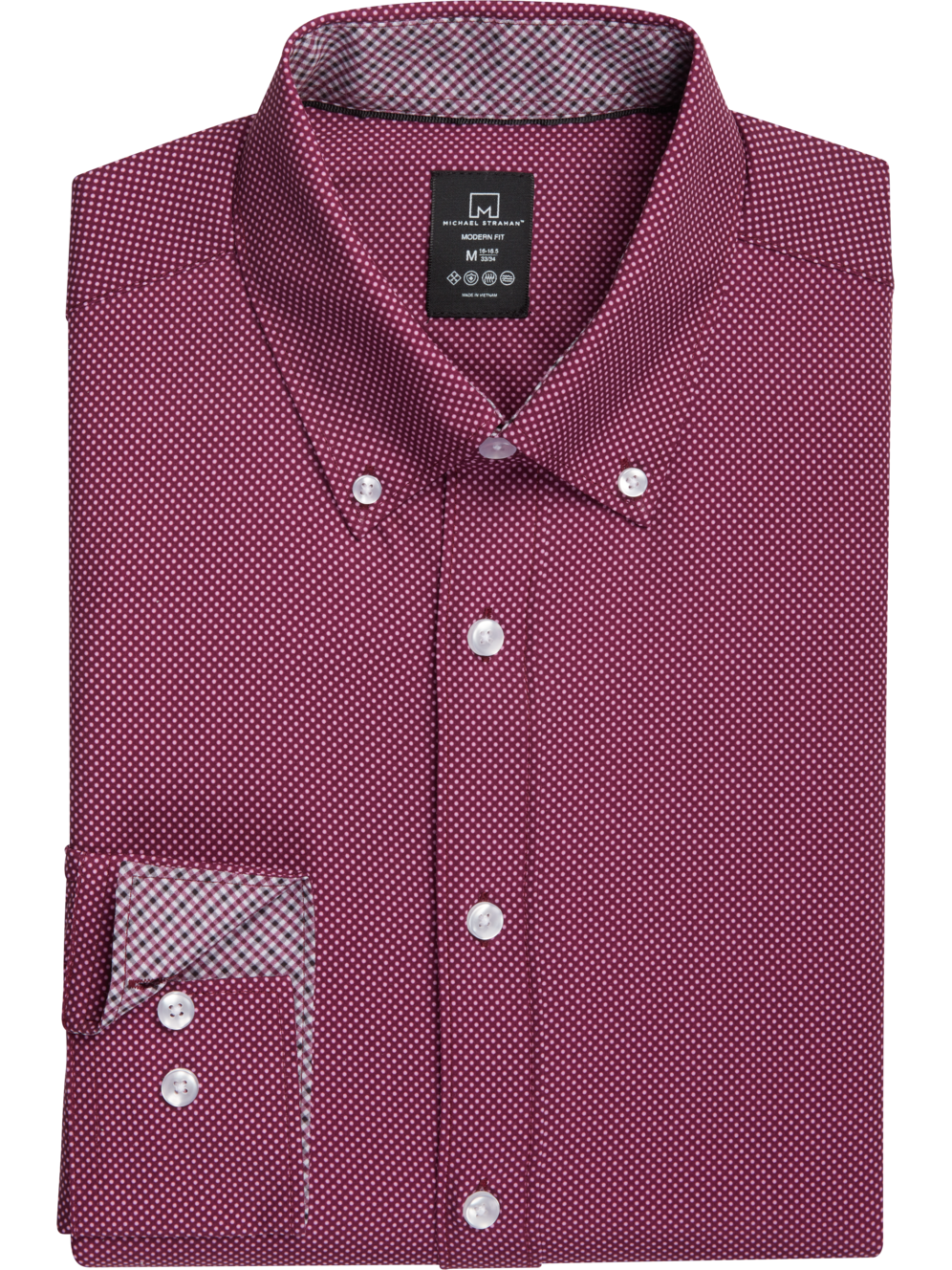 Michael Strahan Modern Fit 4way Stretch Dot Pattern Dress Shirt Men