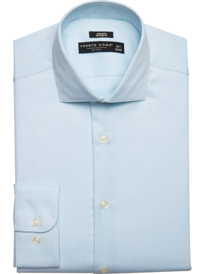 Pronto Uomo Classic Fit Cutaway Collar Check Pattern Dress Shirt