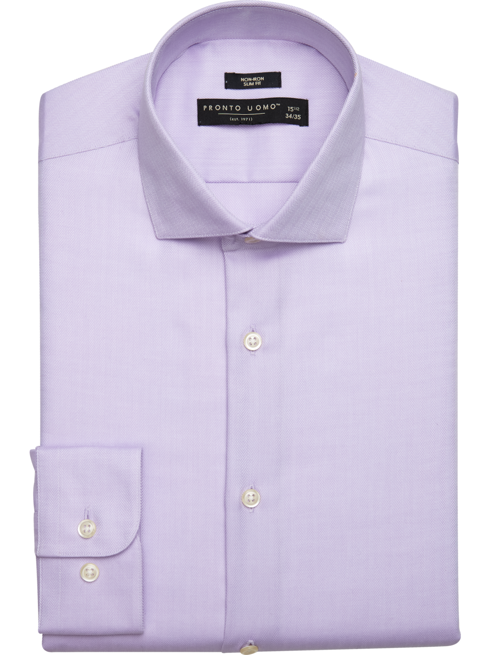 Pronto Uomo Slim Fit Spread Collar Dress Shirt, Lavender Herringbone Men's Moores Clothing