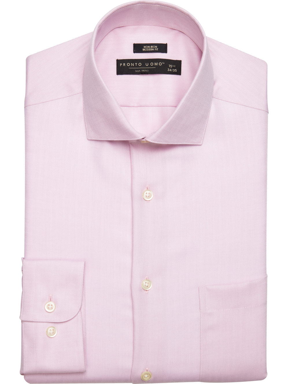 Pronto Uomo Modern Fit Spread Collar Herringbone Dress Shirt Men's