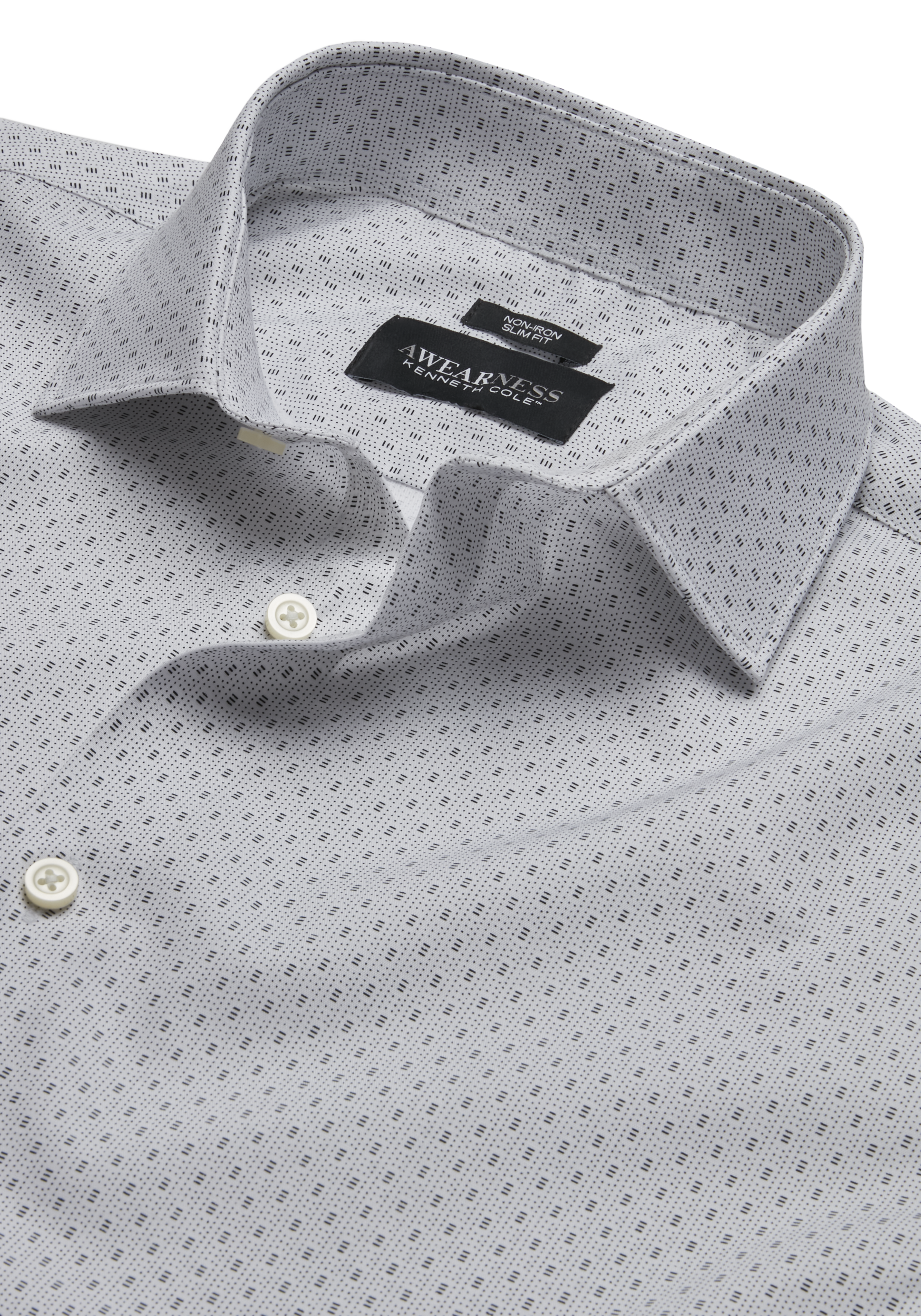 AWEARNESS KC SLIM FIT WHITE BLACK DOBBY SPREAD CLLR DS