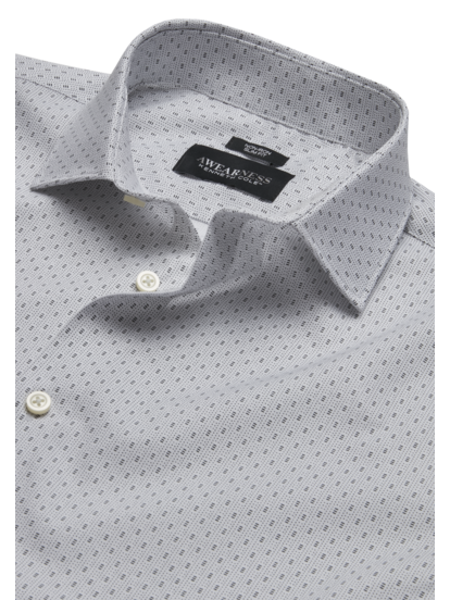 AWEARNESS KC SLIM FIT WHITE BLACK DOBBY SPREAD CLLR DS