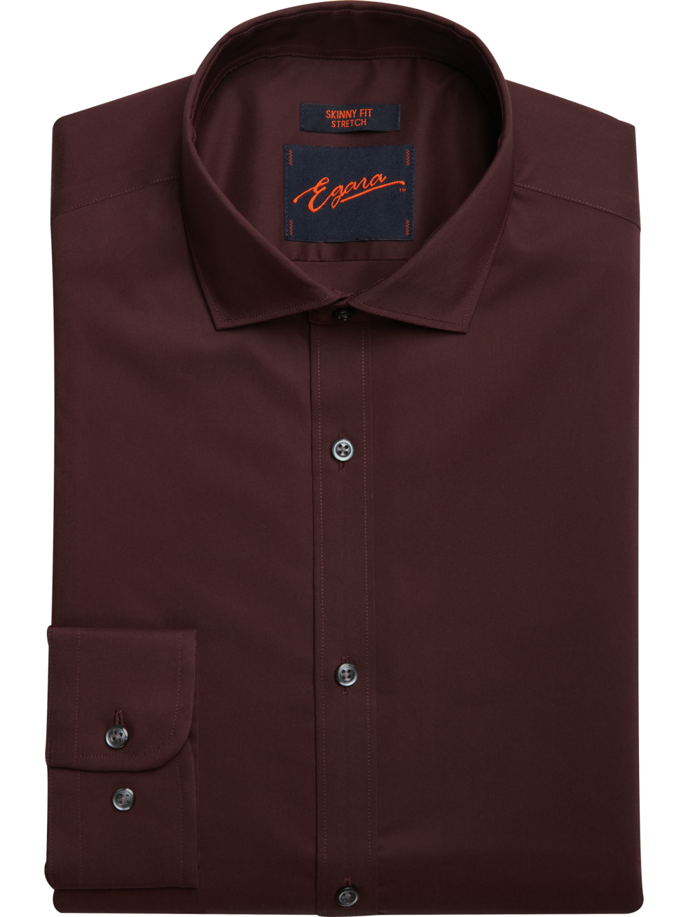 Egara Orange Skinny Fit Spread Collar Dress Shirt Men's Shirts