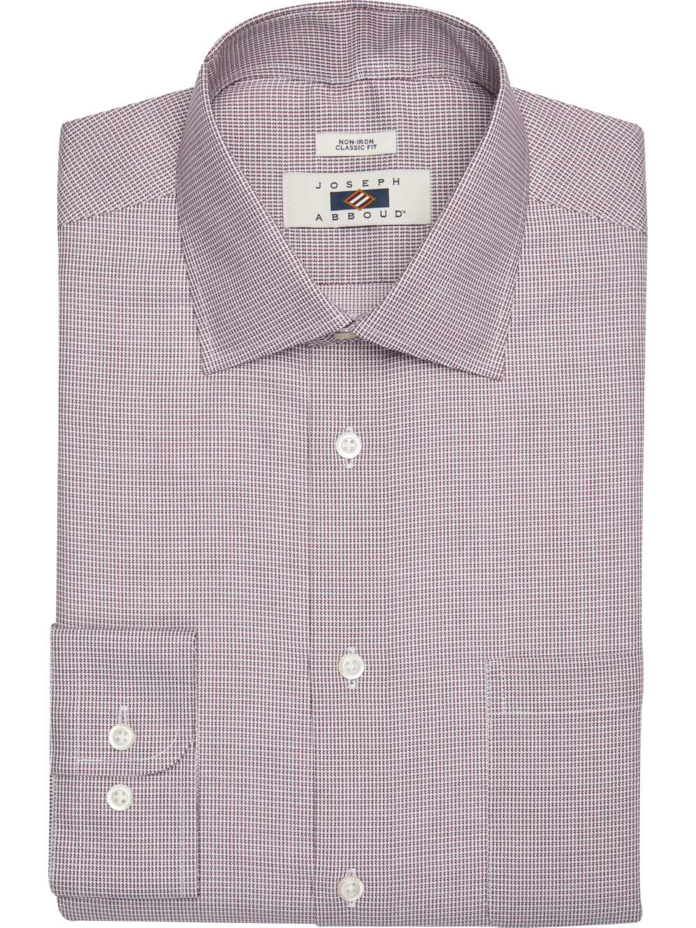 Joseph Abboud Classic Fit Burgundy Grid Spread Collar Ds Men's