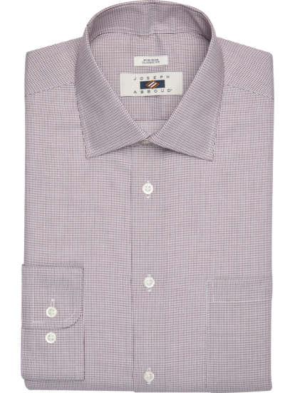 Joseph Abboud Classic Fit Burgundy Grid Spread Collar Ds Men s