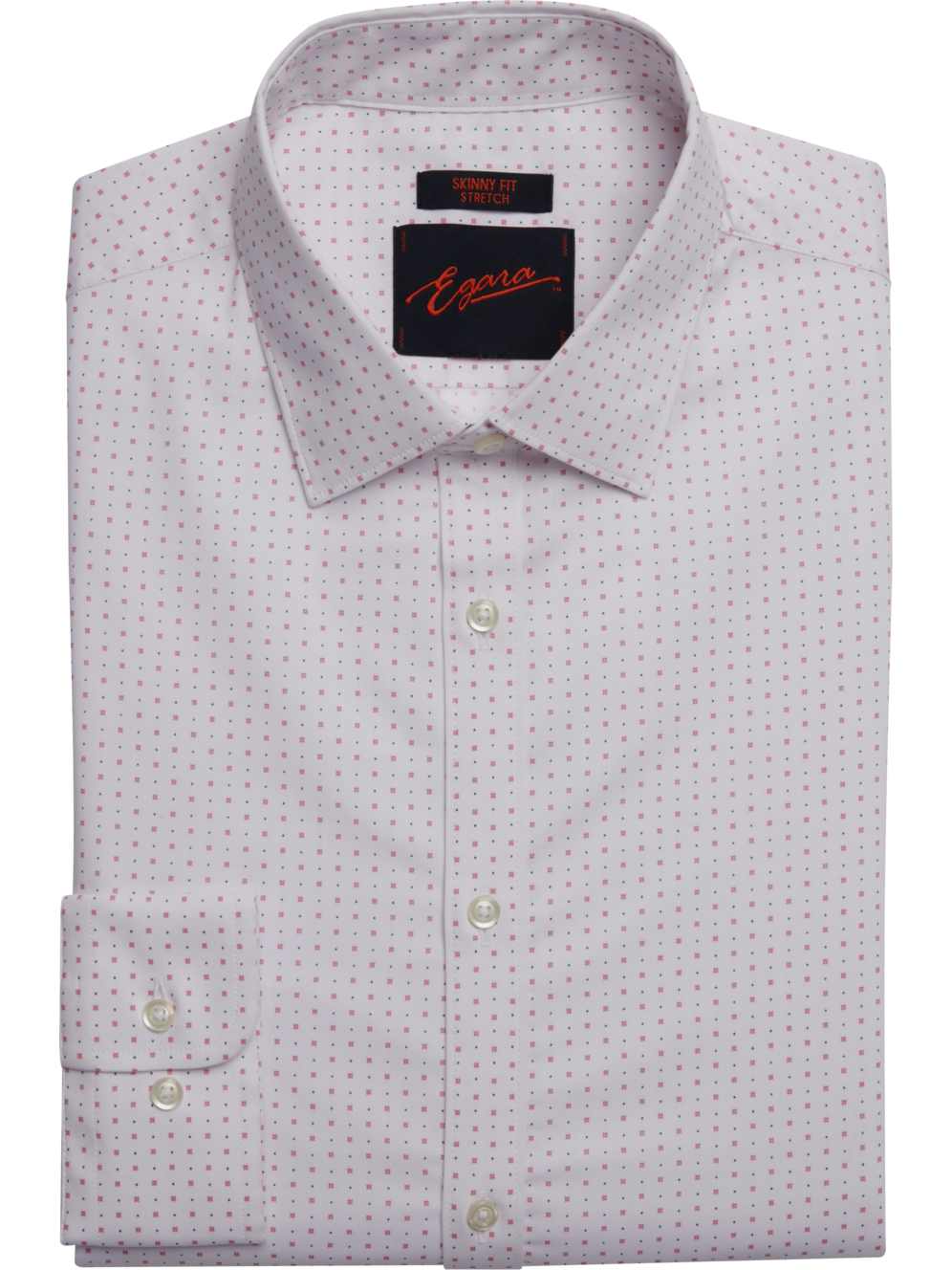 Egara Orange Egara Skinny Fit Square Pattern Dress Shirt Men's Shirts