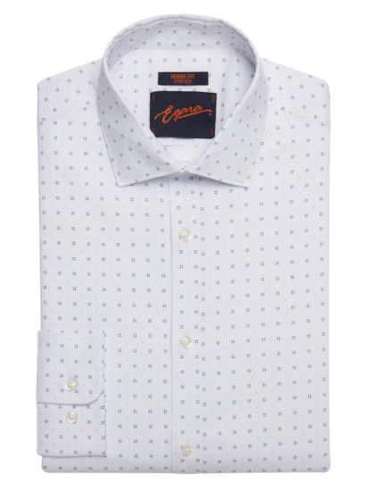 Men s Egara Orange Skinny Fit Tonal Squares Dress Shirt at Moores Blue Pattern Size 15 34 35