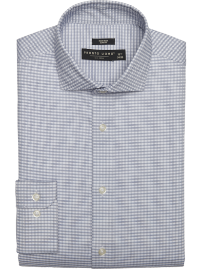 slim fit dress slacks Men's Blue Graphic Check Dress Shirt  Ike Behar
