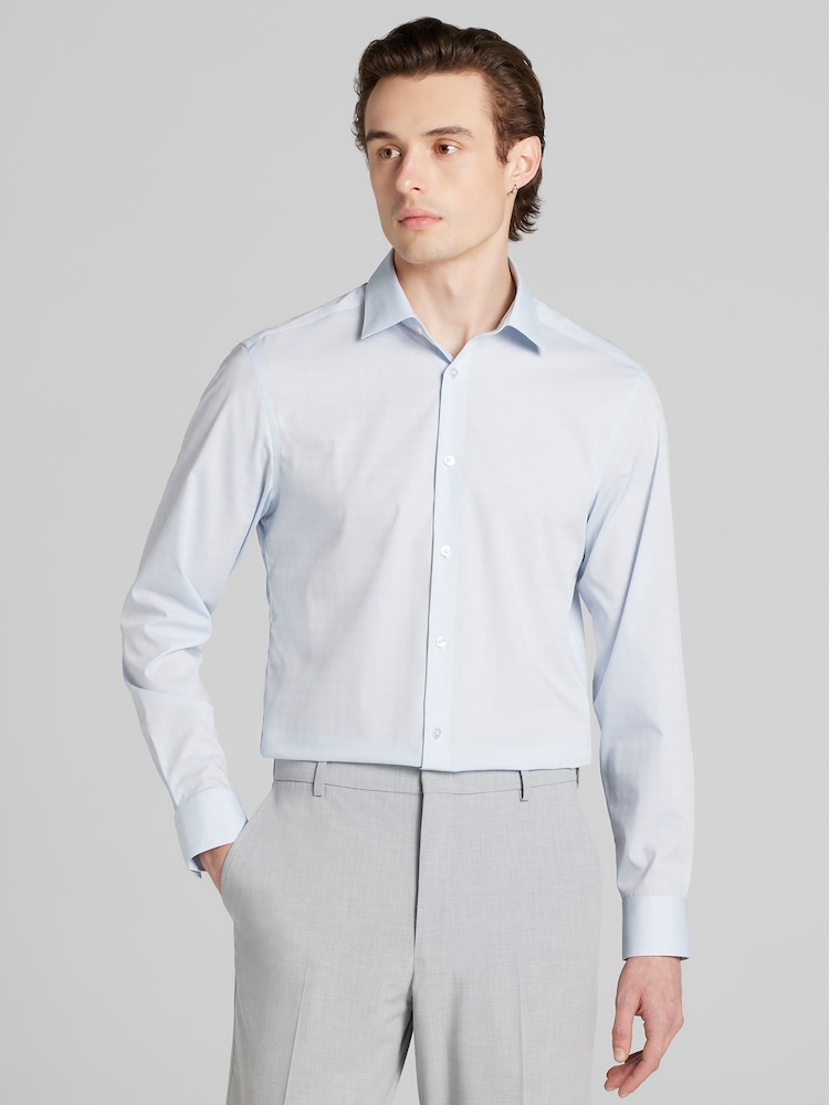 calvin klein regular fit dress shirts Calvin Klein Men's Slim Fit Herringbone Point Collar Performance Non-Iron Dress Shirt - Black main image 0
