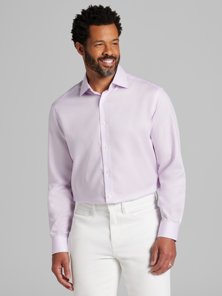 Chemise Habillée Homme Moss - Col 16 - Manches Double Poignets - Couleur Lilas - Occasion Très Bon état