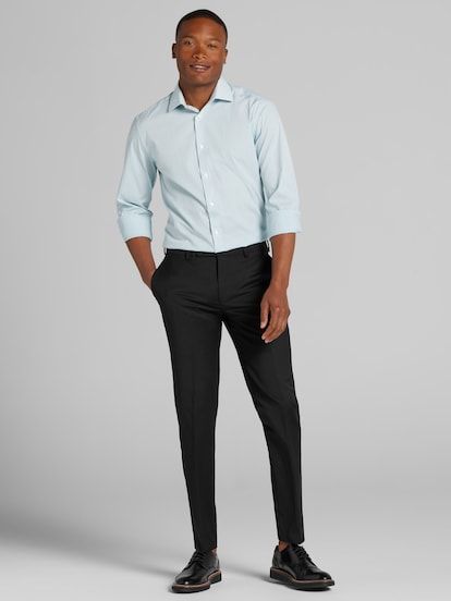 slim fit dress slacks Shop Slim-Fit Stretch Dress Shirt – Black