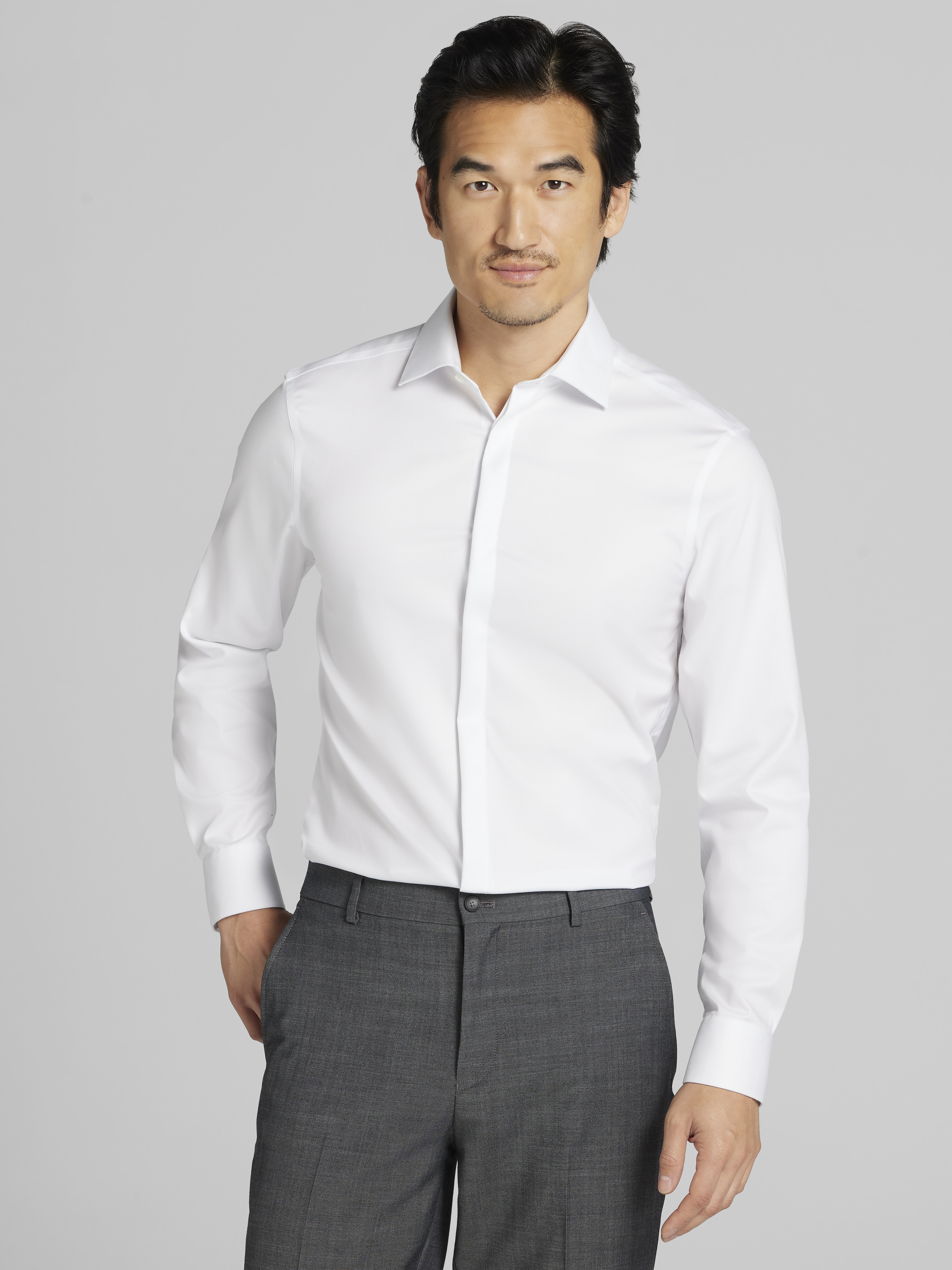 Chemise décontractée pour homme à col classique en tissu 100 % coton