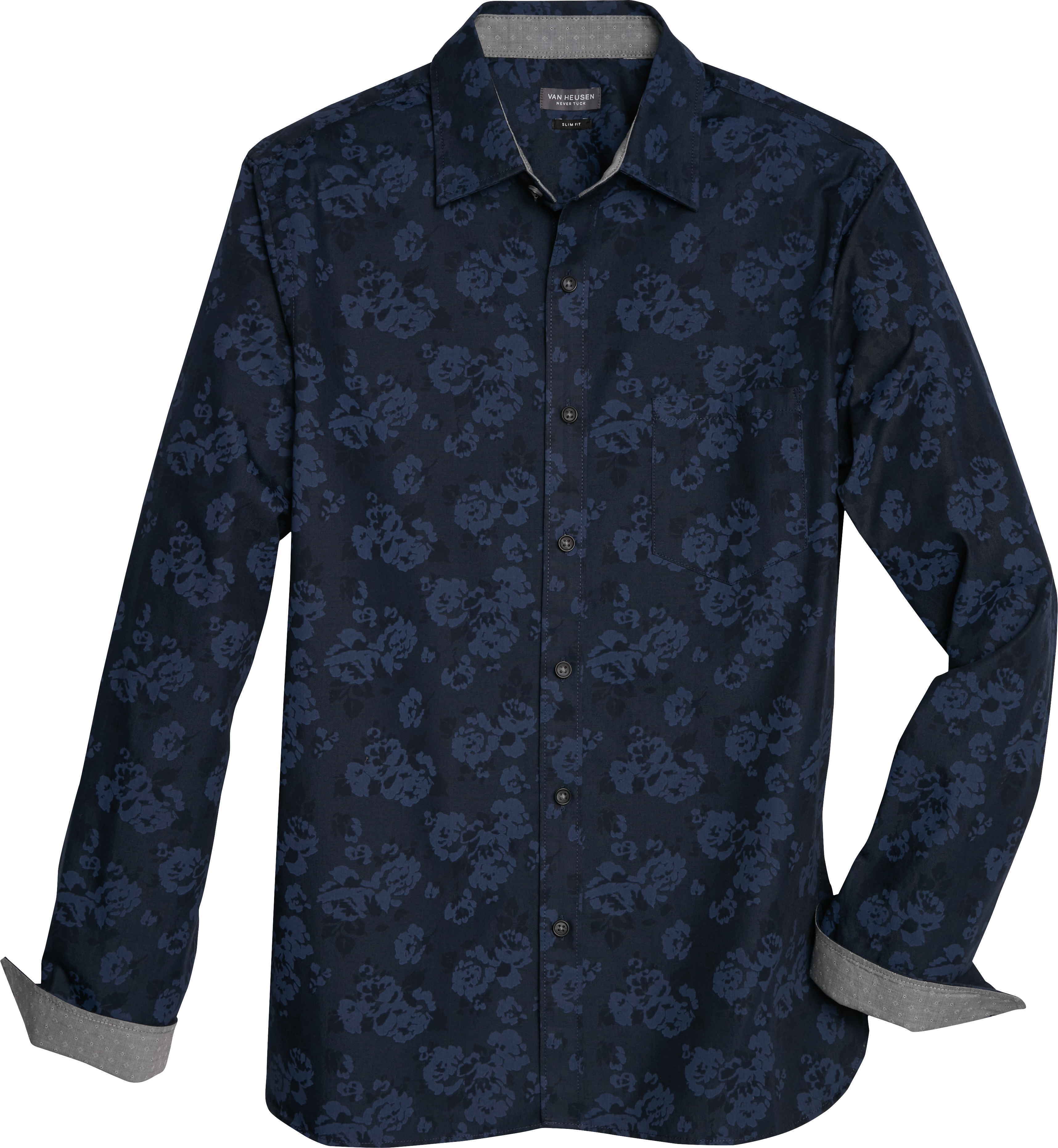 Van Heusen Slim Fit Point Collar Never Tuck Floral Print Casual Shirt |  Men's | Moores Clothing
