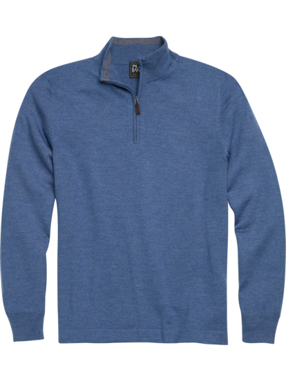 Gray Quarter-Zip Merino Wool Sweater