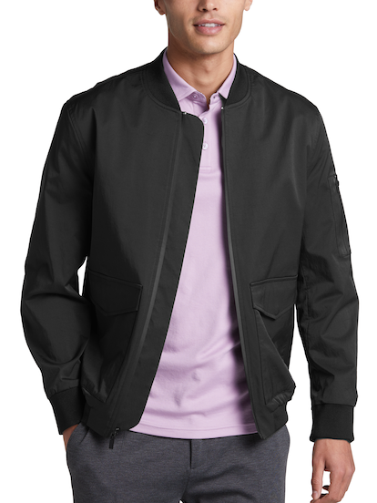 Plain black bomber jacket mens discount
