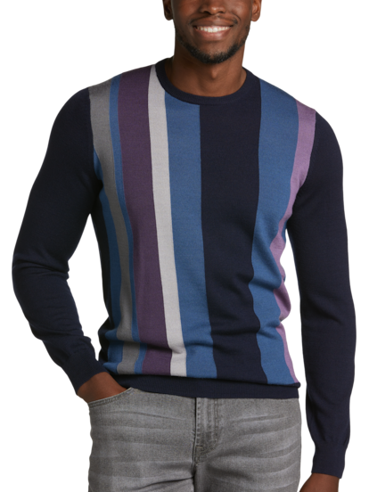Michael Strahan Modern Fit Crew Neck Colorblock Sweater