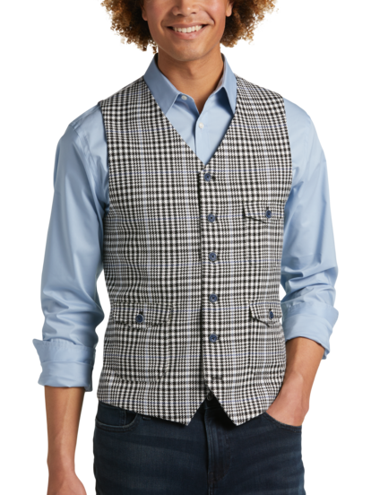 Paisley Gray Slim Fit Glen Plaid Vest Men s Moores Clothing
