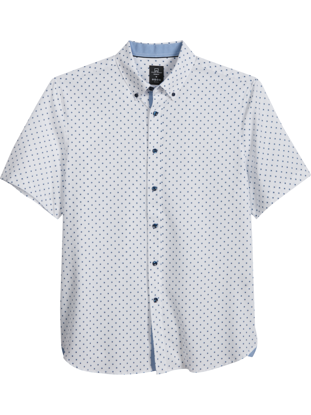 Michael Strahan Modern Fit 4way Stretch Short Sleeve Dot Casual Shirt