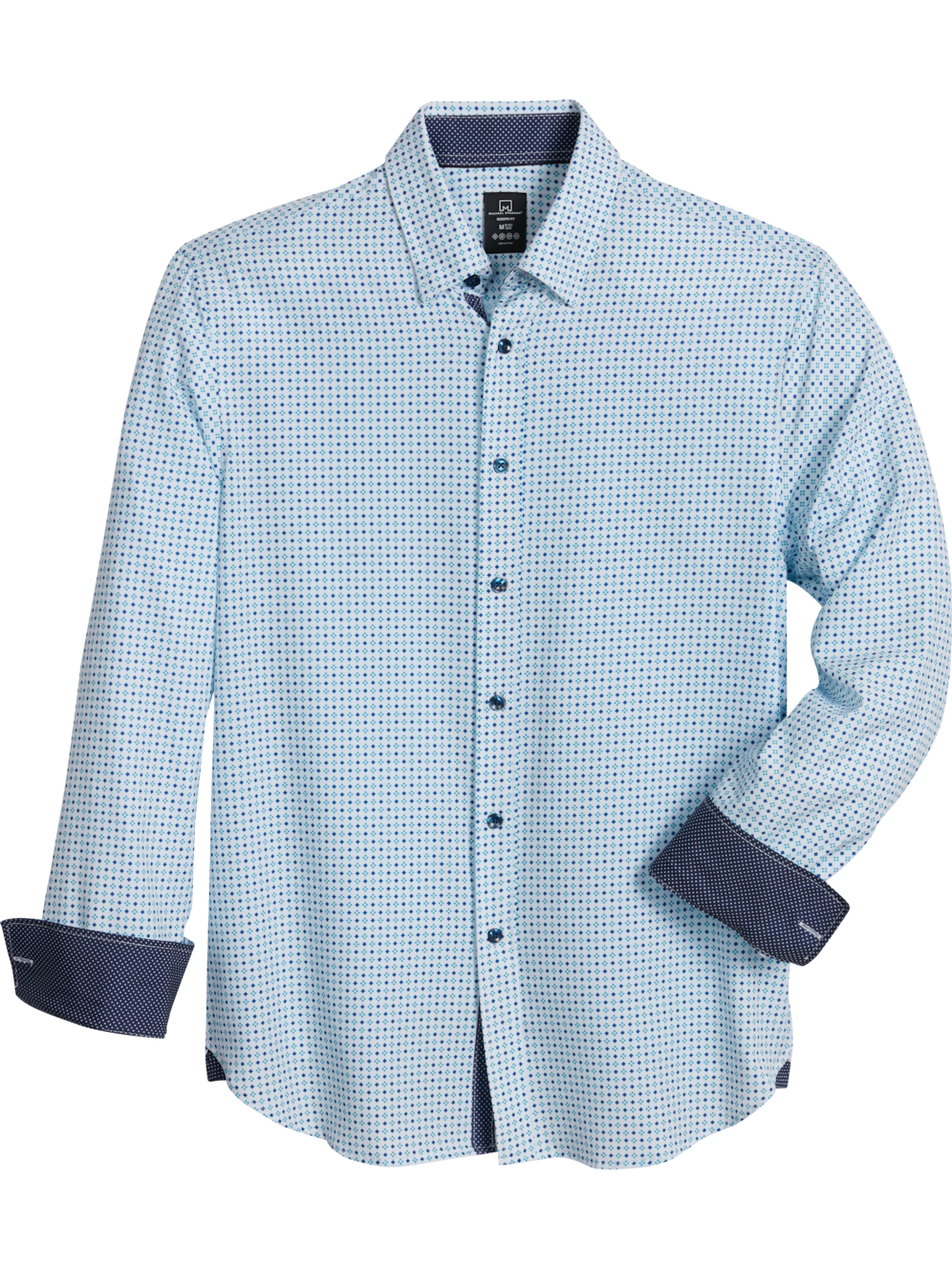 Michael Strahan Modern Fit Spread Collar 4way Stretch Casual Shirt