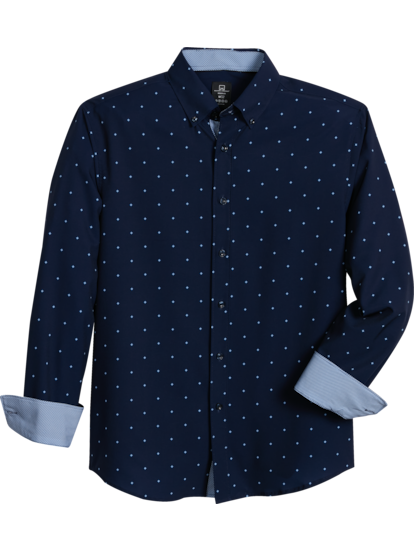 Mens navy blue hot sale button up shirt