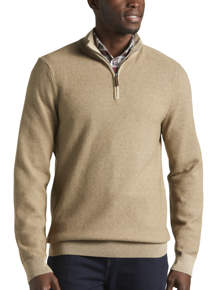Tan half zip sweater clearance