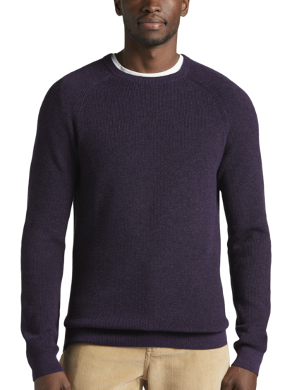 Awearness Kenneth Cole Slim Fit Plaited Rib Crew Neck Sweater