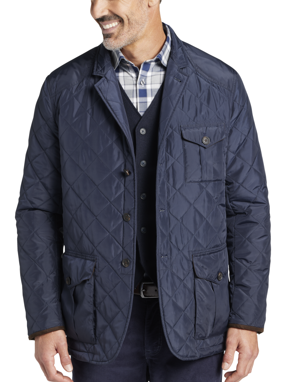 Joseph Abboud Modern Fit Quilted Hunting Jacket Men's Sweaters