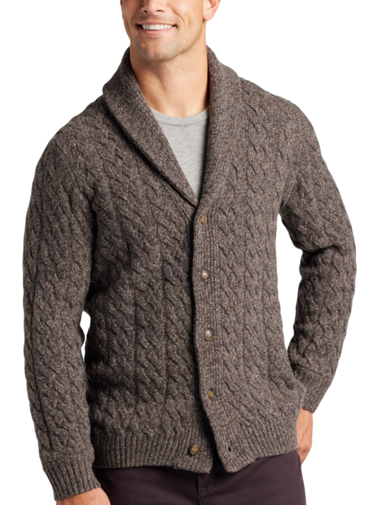 Joseph Abboud Modern Fit Cable Knit Cardigan Sweater | Men's | Moores ...
