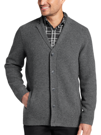 Joseph Abboud Modern Fit Ribbed Stitch Sweater Jacket Men s