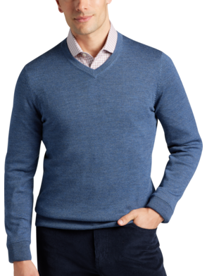 Merino blend mens T-neck ribbed sweater to custom colour/TM33