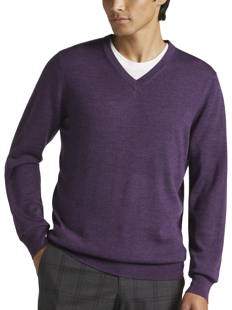 V neck purple sweater new arrivals