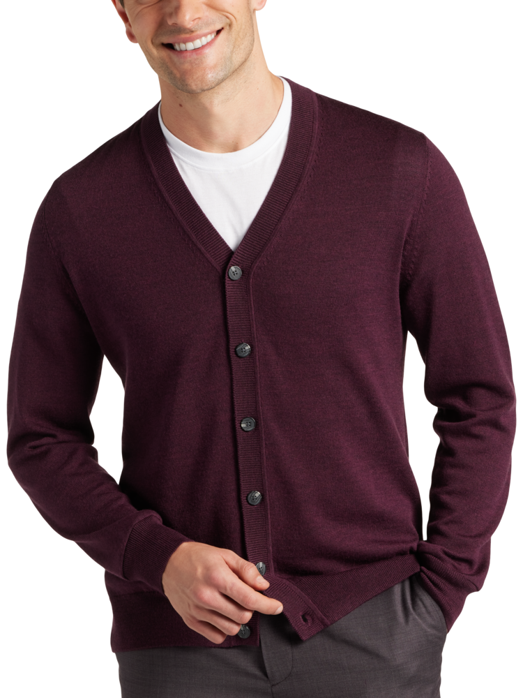 Men's burgundy cardigan sweater sale
