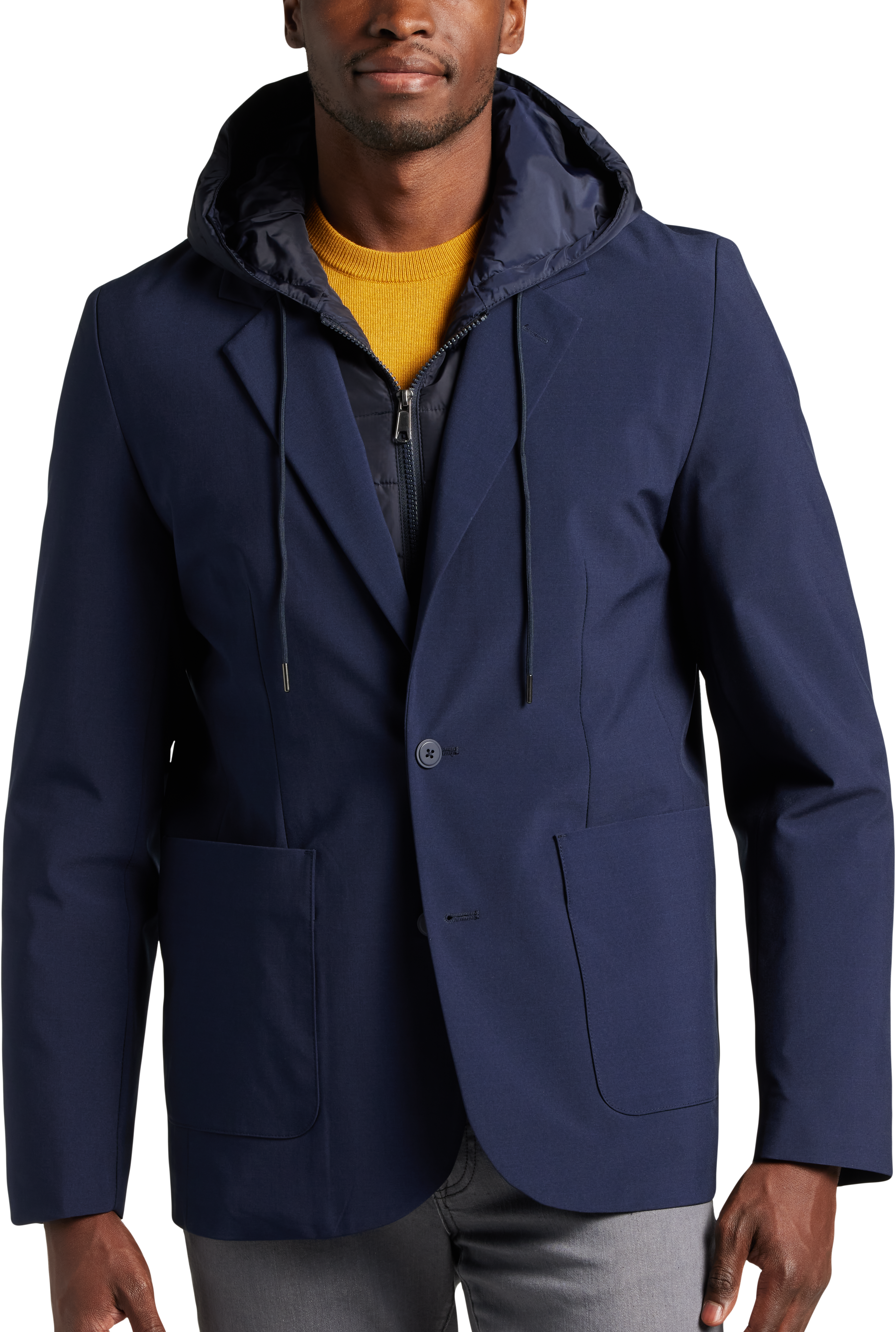 Modern Fit Sport Coat with Hood and Bib