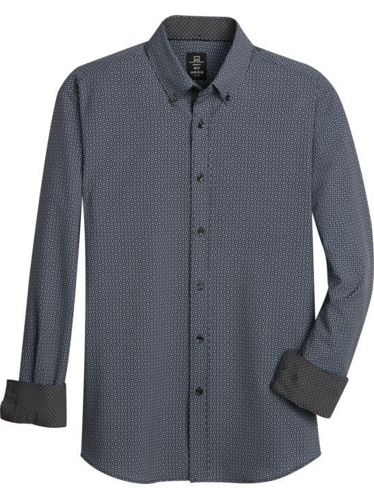 Michael Strahan Modern Fit 4 Way Stretch Retro Pattern Casual Shirt Mens Moores Clothing 