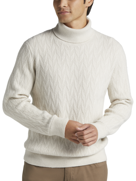 Joseph Abboud Modern Fit Cable Knit Turtleneck Sweater | Men's | Moores ...