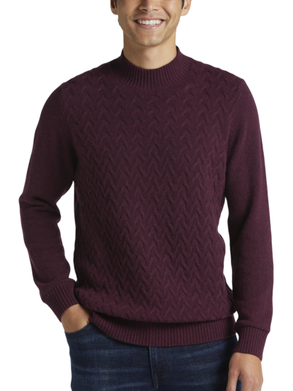 Joseph Abboud Modern Fit Cable Knit Mock Neck Sweater Men s