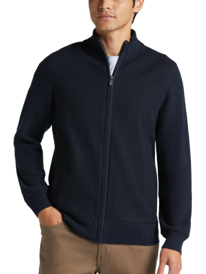 Navy blue sweater jacket cheap