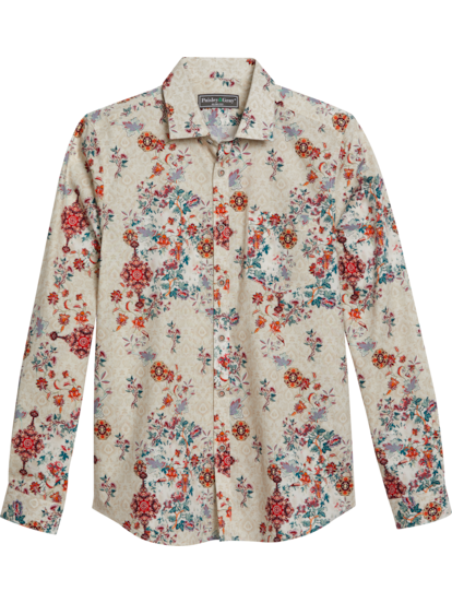 Mens slim fit floral discount shirt