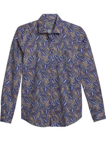 Men's White & Green Paisley Slim Shirt