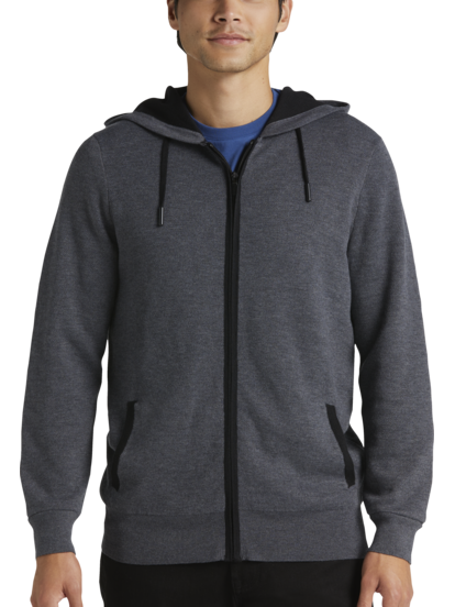 Initial Zip Hoodie, Grey