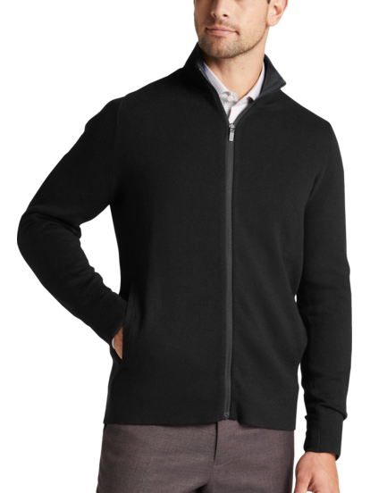 Awearness Kenneth Cole Slim Fit Double Face Full Zip Sweater | Men's |  Moores Clothing
