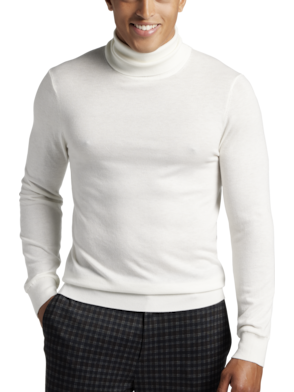 Elko White Slim Fit Mock Turtleneck Sweater